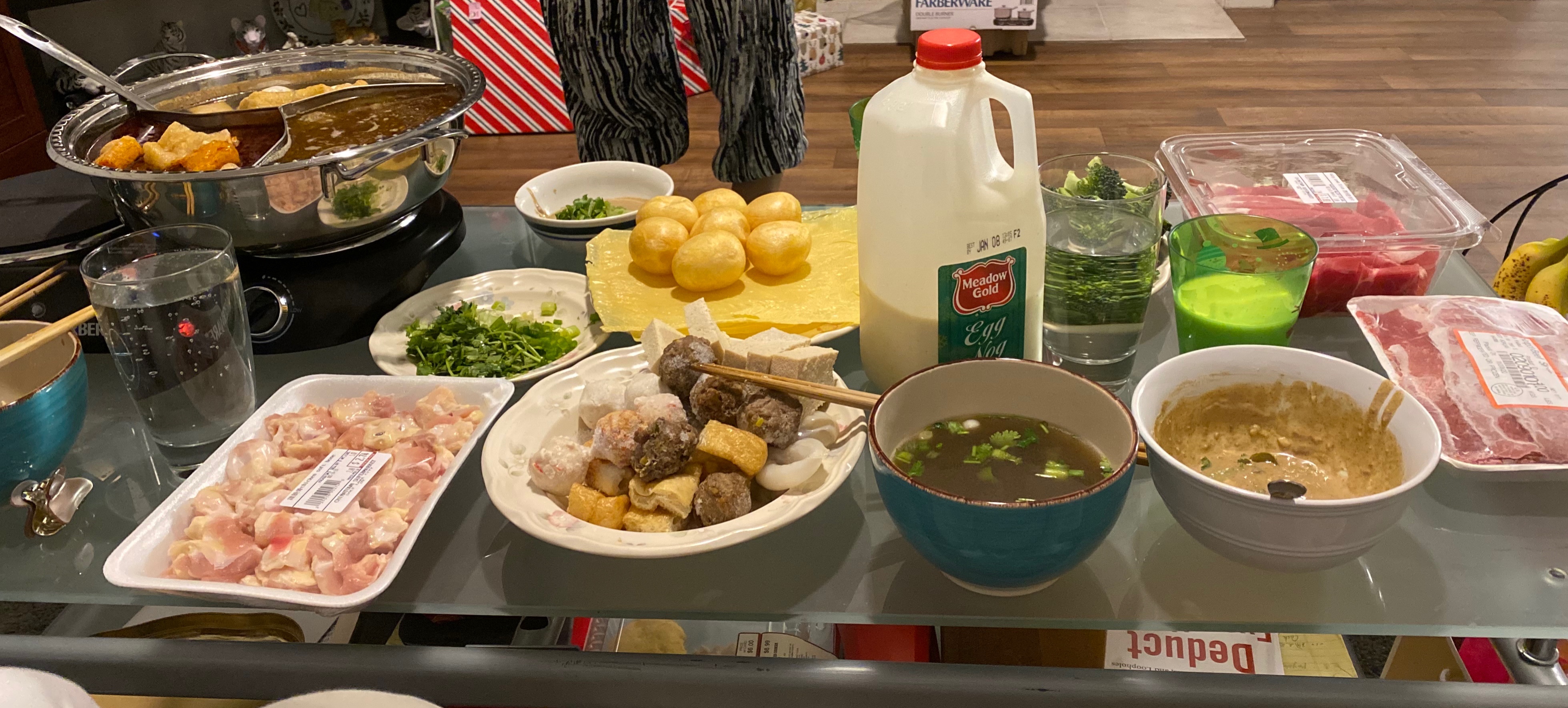 A Chinese hot pot meal prepared for sharing